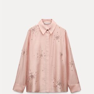 Zara Light Pink Embellished Shirt